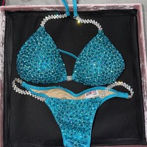 NPC Glam Fit Blue Rhinestone Bikini Set